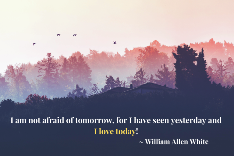 I am not afraid of tomorrow, for I have seen yesterday and I love today! _ William Allen White