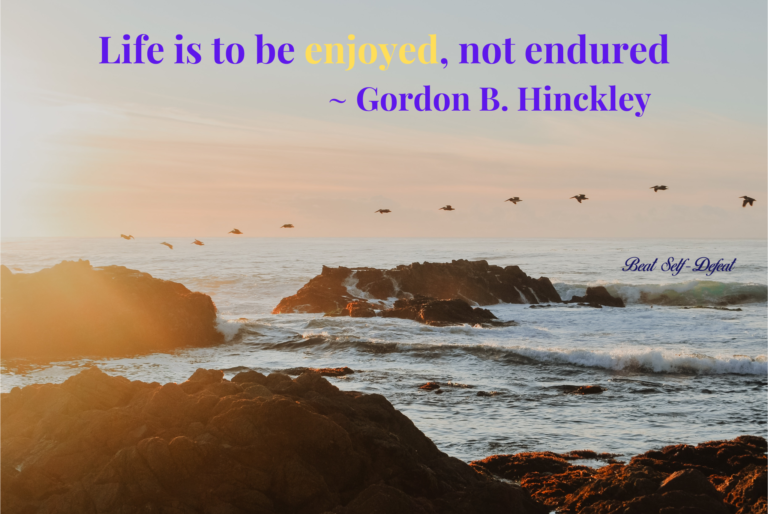 “Life is to be enjoyed, not endured” ― Gordon B