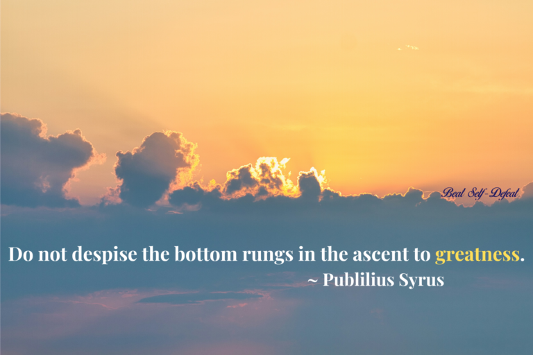 Do not despise the bottom rungs in the ascent to greatness