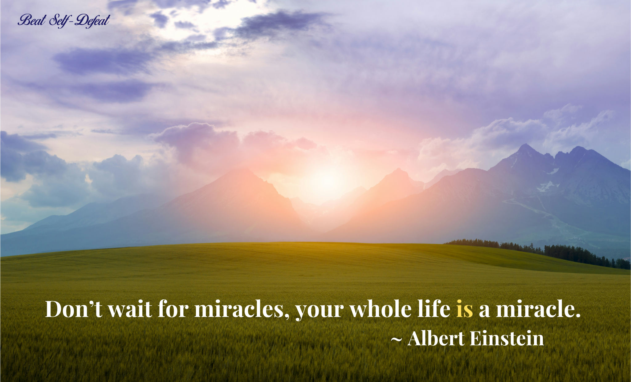 Don’t wait for miracles, your whole life is a miracle